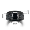 Couple Jewelry Lovers Rings Women's Black Zircon Engagement Ring Set Men's Stainless Steel Wedding Band Anniversary Gift