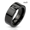 Couple Jewelry Lovers Rings Women's Black Zircon Engagement Ring Set Men's Stainless Steel Wedding Band Anniversary Gift