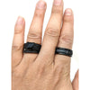 Couple Rings Romantic Women Black Rhinestones Zirconia Rings Set Simple Men Stainless Steel Ring Wedding Party Jewelry