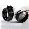 Couple Rings Romantic Women Black Rhinestones Zirconia Rings Set Simple Men Stainless Steel Ring Wedding Party Jewelry