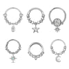 Crystal Stainless Steel Septum Hoop Clickers Nose Ring Women Tragus Cartilage Helix Piercing Hoop Earrings Jewelry