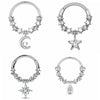 Crystal Stainless Steel Septum Hoop Clickers Nose Ring Women Tragus Cartilage Helix Piercing Hoop Earrings Jewelry