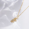 Delicate Bear Necklace Shiny Cubic Zirconia Cute Cartoon Bear Pendant Necklace for Women Valentine's Day Gift Jewelry