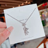 Delicate Bear Necklace Shiny Cubic Zirconia Cute Cartoon Bear Pendant Necklace for Women Valentine's Day Gift Jewelry