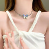 Design Crystal Butterfly Tassel Ear Clip Necklace Set Creativity Personality Female Snake Bone Chain Necklace Jewelry