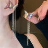 Design Crystal Butterfly Tassel Ear Clip Necklace Set Creativity Personality Female Snake Bone Chain Necklace Jewelry