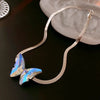 Design Crystal Butterfly Tassel Ear Clip Necklace Set Creativity Personality Female Snake Bone Chain Necklace Jewelry