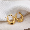 Glossy Stainless Steel Chunky Hoop Earrings for Women Gold Plated Thick Texture Geometric Circle Earring Vintage Jewelry