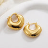 Glossy Stainless Steel Chunky Hoop Earrings for Women Gold Plated Thick Texture Geometric Circle Earring Vintage Jewelry