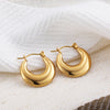 Glossy Stainless Steel Chunky Hoop Earrings for Women Gold Plated Thick Texture Geometric Circle Earring Vintage Jewelry