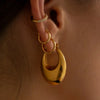 Glossy Stainless Steel Chunky Hoop Earrings for Women Gold Plated Thick Texture Geometric Circle Earring Vintage Jewelry
