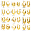 Glossy Stainless Steel Chunky Hoop Earrings for Women Gold Plated Thick Texture Geometric Circle Earring Vintage Jewelry
