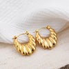 Glossy Stainless Steel Chunky Hoop Earrings for Women Gold Plated Thick Texture Geometric Circle Earring Vintage Jewelry