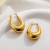Glossy Stainless Steel Chunky Hoop Earrings for Women Gold Plated Thick Texture Geometric Circle Earring Vintage Jewelry