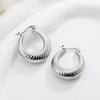 Glossy Stainless Steel Chunky Hoop Earrings for Women Gold Plated Thick Texture Geometric Circle Earring Vintage Jewelry