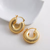 Glossy Stainless Steel Chunky Hoop Earrings for Women Gold Plated Thick Texture Geometric Circle Earring Vintage Jewelry