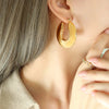 Glossy Stainless Steel Chunky Hoop Earrings for Women Gold Plated Thick Texture Geometric Circle Earring Vintage Jewelry