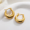 Glossy Stainless Steel Chunky Hoop Earrings for Women Gold Plated Thick Texture Geometric Circle Earring Vintage Jewelry
