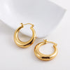 Glossy Stainless Steel Chunky Hoop Earrings for Women Gold Plated Thick Texture Geometric Circle Earring Vintage Jewelry
