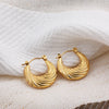 Glossy Stainless Steel Chunky Hoop Earrings for Women Gold Plated Thick Texture Geometric Circle Earring Vintage Jewelry