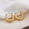 Glossy Stainless Steel Chunky Hoop Earrings for Women Gold Plated Thick Texture Geometric Circle Earring Vintage Jewelry