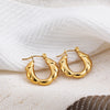 Glossy Stainless Steel Chunky Hoop Earrings for Women Gold Plated Thick Texture Geometric Circle Earring Vintage Jewelry