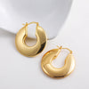 Glossy Stainless Steel Chunky Hoop Earrings for Women Gold Plated Thick Texture Geometric Circle Earring Vintage Jewelry