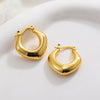 Glossy Stainless Steel Chunky Hoop Earrings for Women Gold Plated Thick Texture Geometric Circle Earring Vintage Jewelry