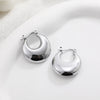 Glossy Stainless Steel Chunky Hoop Earrings for Women Gold Plated Thick Texture Geometric Circle Earring Vintage Jewelry