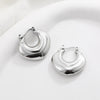 Glossy Stainless Steel Chunky Hoop Earrings for Women Gold Plated Thick Texture Geometric Circle Earring Vintage Jewelry