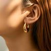 Glossy Stainless Steel Chunky Hoop Earrings for Women Gold Plated Thick Texture Geometric Circle Earring Vintage Jewelry
