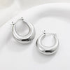 Glossy Stainless Steel Chunky Hoop Earrings for Women Gold Plated Thick Texture Geometric Circle Earring Vintage Jewelry