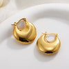 Glossy Stainless Steel Chunky Hoop Earrings for Women Gold Plated Thick Texture Geometric Circle Earring Vintage Jewelry