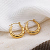Glossy Stainless Steel Chunky Hoop Earrings for Women Gold Plated Thick Texture Geometric Circle Earring Vintage Jewelry