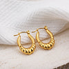 Glossy Stainless Steel Chunky Hoop Earrings for Women Gold Plated Thick Texture Geometric Circle Earring Vintage Jewelry
