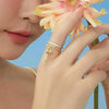 Gold-Color Open Adjustable Ring With Tassel For Women  Classic Hollowed Rhinestone Tassel Ring Jewelry Gift
