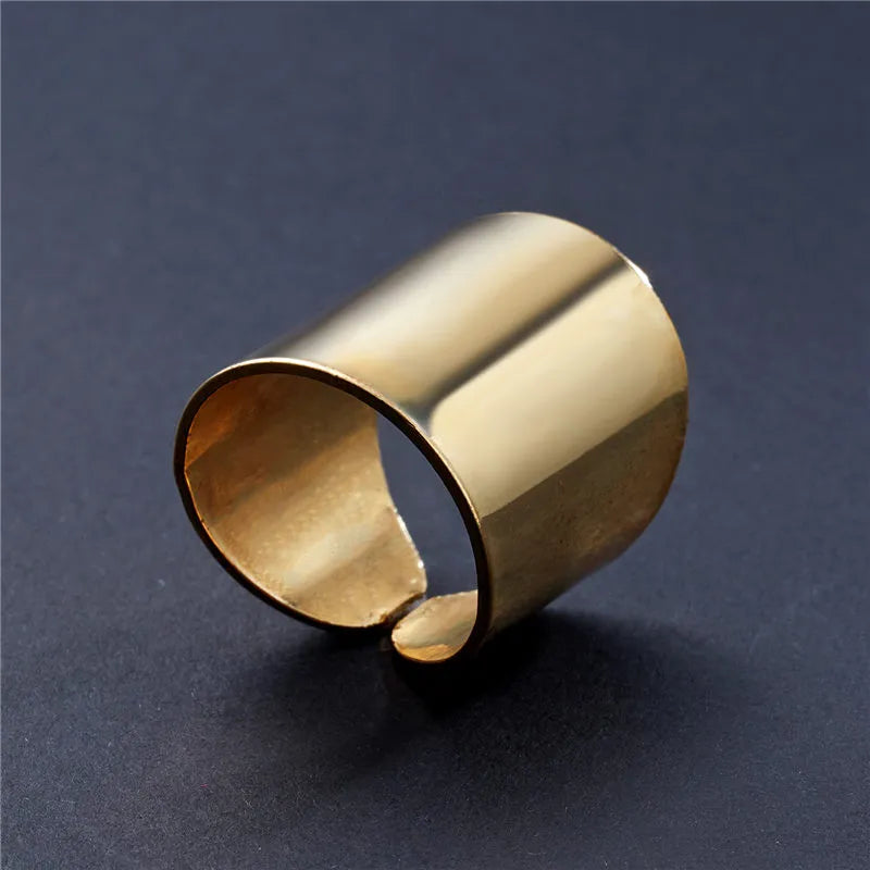 Gold Color Silver Color Opening Ring For Women Men Lagre Wide Ring Hip Hop Punk Finger Rings Simple Boho Jewelry