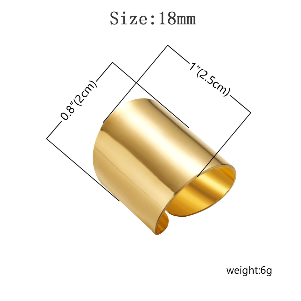 Gold Color Silver Color Opening Ring For Women Men Lagre Wide Ring Hip Hop Punk Finger Rings Simple Boho Jewelry