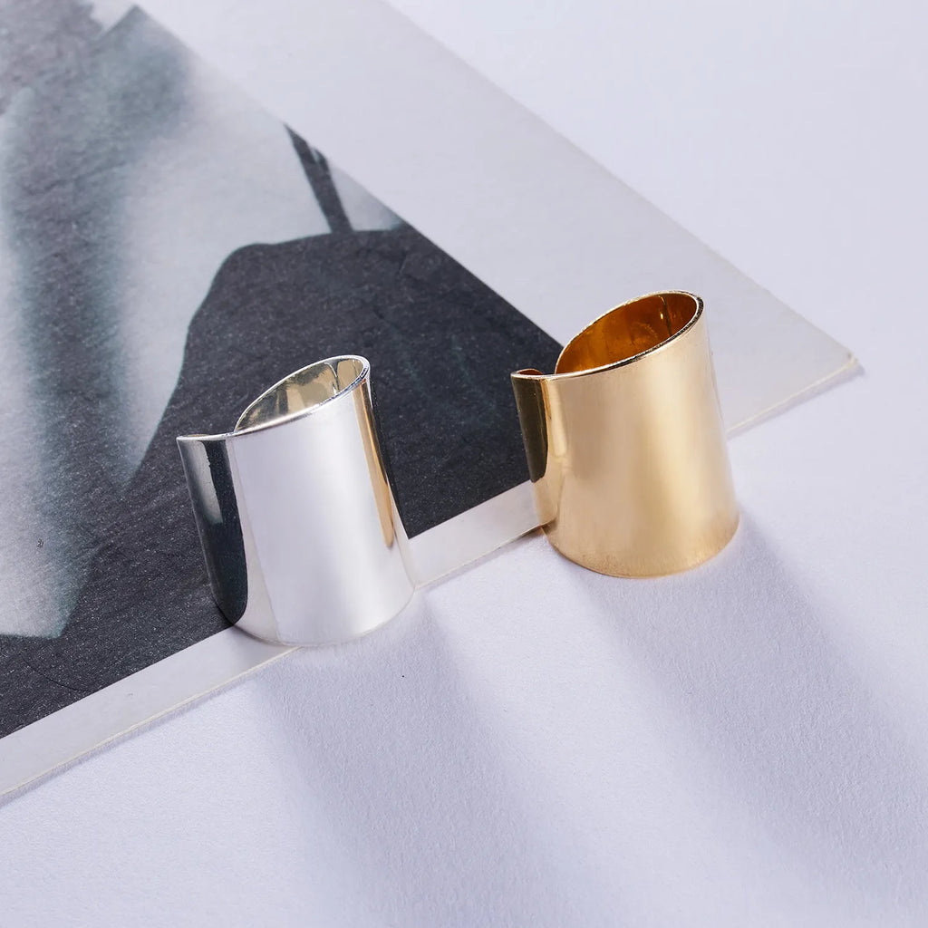 Gold Color Silver Color Opening Ring For Women Men Lagre Wide Ring Hip Hop Punk Finger Rings Simple Boho Jewelry