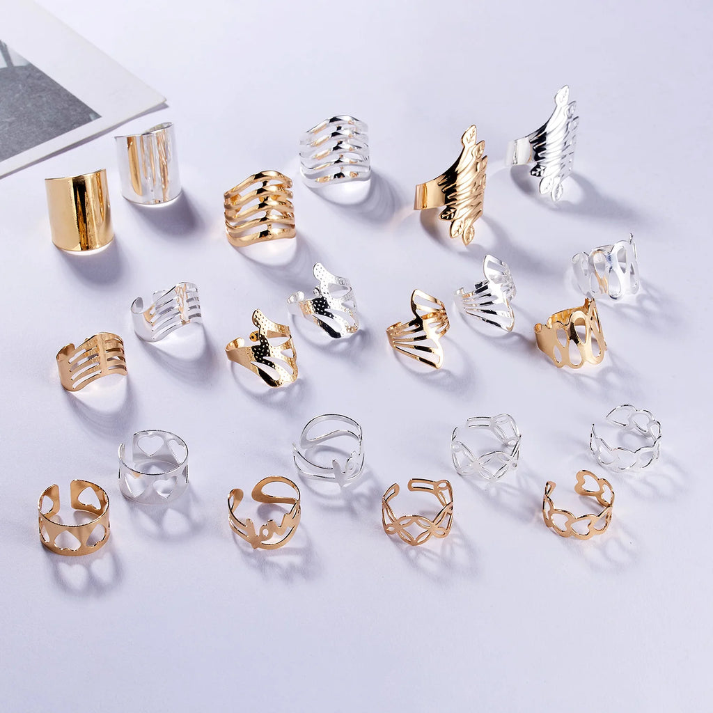 Gold Color Silver Color Opening Ring For Women Men Lagre Wide Ring Hip Hop Punk Finger Rings Simple Boho Jewelry