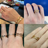 Gold Color Stainless Steel Rings For Women Chain Hollow Out Crystal Zircon Finger Ring Jewelry  Gift anillos mujer