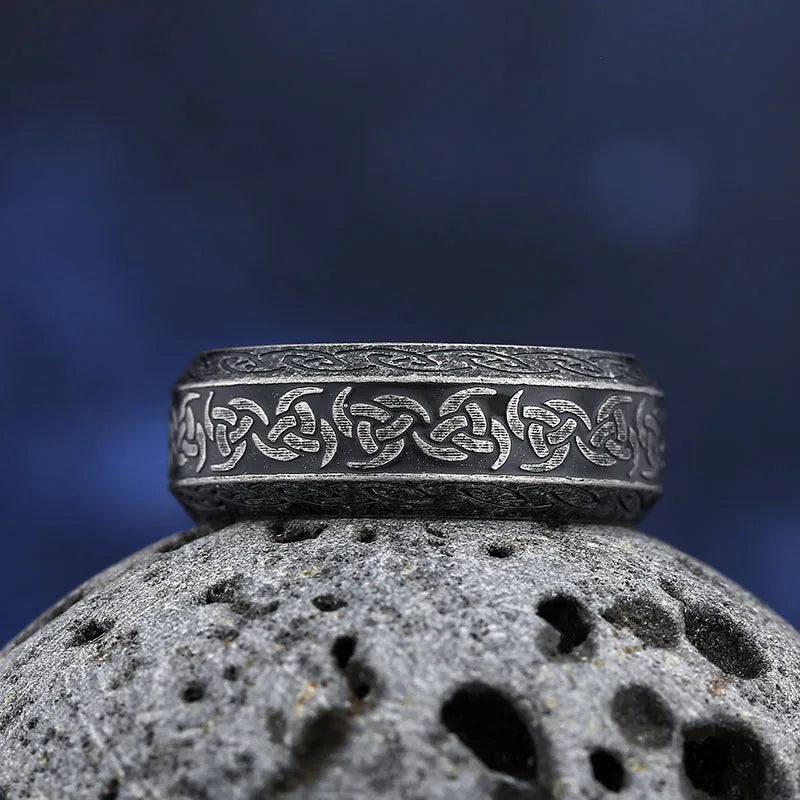 Good Polished 2024 New 316L Stainless Steel Viking Norse Celtic Knot  Rings Men Vintage Jewelry Boyfriend Gift