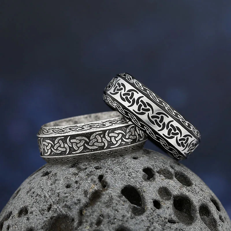 Good Polished 2024 New 316L Stainless Steel Viking Norse Celtic Knot  Rings Men Vintage Jewelry Boyfriend Gift