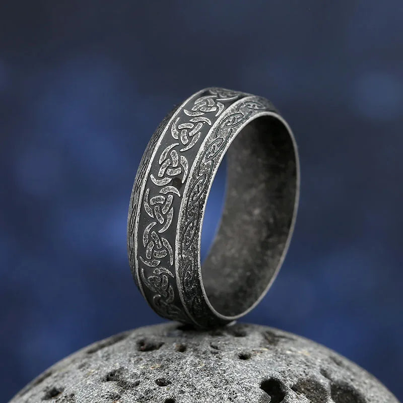 Good Polished 2024 New 316L Stainless Steel Viking Norse Celtic Knot  Rings Men Vintage Jewelry Boyfriend Gift
