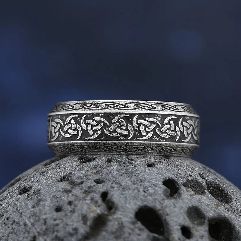 Good Polished 2024 New 316L Stainless Steel Viking Norse Celtic Knot  Rings Men Vintage Jewelry Boyfriend Gift