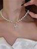 Imitation Pearls Collar Vinatge ABS Pearl Pendant Necklace For Women Simple OT Buckle Clavicle Chain Party Jewelry