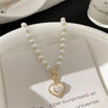 Imitation Pearls Collar Vinatge ABS Pearl Pendant Necklace For Women Simple OT Buckle Clavicle Chain Party Jewelry