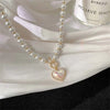 Imitation Pearls Collar Vinatge ABS Pearl Pendant Necklace For Women Simple OT Buckle Clavicle Chain Party Jewelry