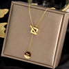316L Titanium Steel Heart Love Flower Square Necklace  Pendant Neck Chain Girl Jewelry