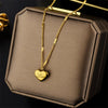 316L Titanium Steel Heart Love Flower Square Necklace  Pendant Neck Chain Girl Jewelry